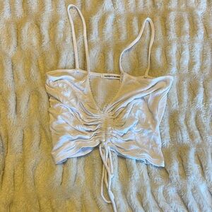 White Ruched Tie Front Camisole